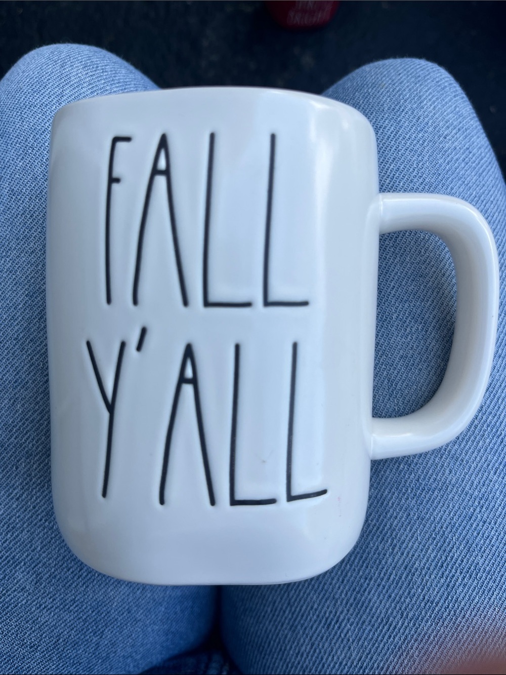 Rae Dunn White Ceramic Mug with Black 'FALL Y'ALL' Lettering